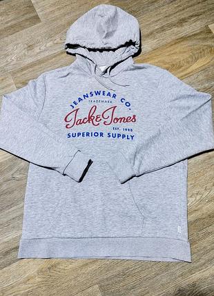 Мужское серое худи jack & jones , размер l .