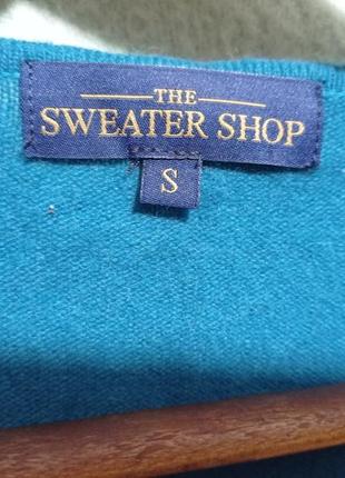 Р6 шерстяное бирюзовое болеро с ажуром шерсть ягнят lambswool ангора sweater shop вовна вовняне2 фото