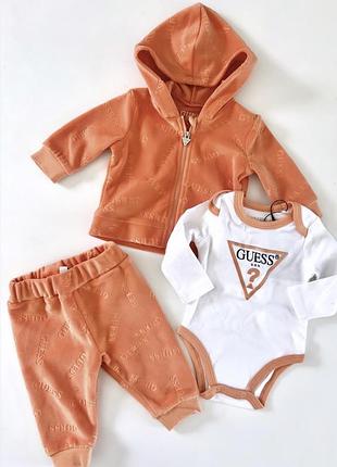 Костюм та комплект для дівчат  guess помаранчевий, білий, велюр