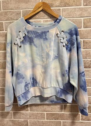 Плюшевий світшот justice tie-dye / тай-дай зі шнурівкою (блакитний)