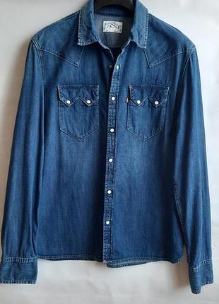 Джинсова сорочка levi's western, оригінал. 100% котон, м'який денім. унісекс, розмір xl (оверсайз). фірмові кнопки, стан ідеальний!