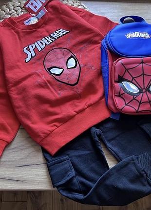 Повсякденний набір для хлопчика spider-man, червоний світшот та сині штани, зріст 110 см