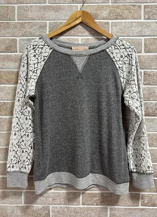 Сірий світшот philosophy republic clothing з мереживом (р. s)