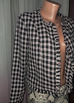 Твидовый пиджак жакет в клетку