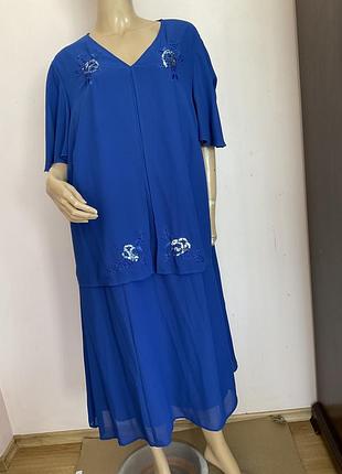 Жоржетова   сукня - батал з декором/ 54/ brend m.collection