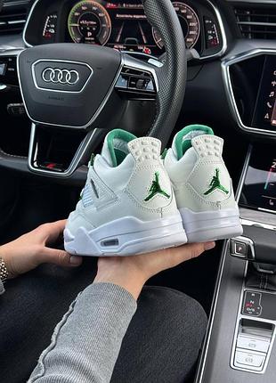 Жіночі кросівки nike air jordan 4 retro white metallic green
