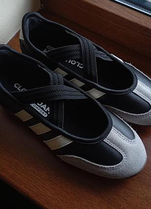 Балетки adidas barreda mary jane hq7401 новые натуральная кожа и замша р.36.5 черные