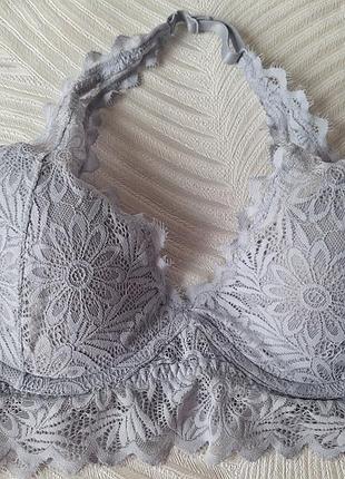 Голубой кружевной бюстгальтер фрирмы victoria's secret pink размер xs