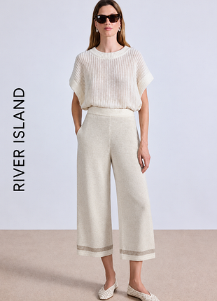 River island вільні брюки штани кюлоти з люрексом