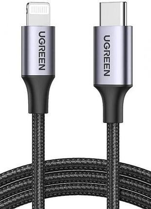 Кабель ugreen us304 usb type-c – lightning 2 м черный (60761)
