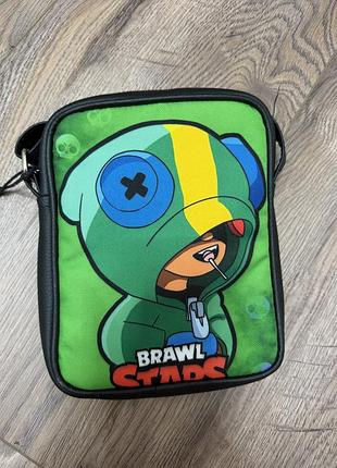 Сумка через плече із зображенням персонажа леона з гри brawl stars