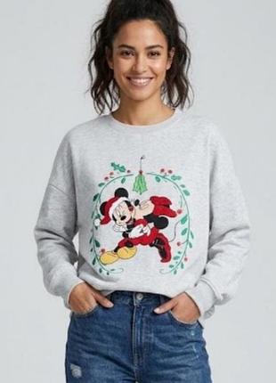 Свитшот женский хлопковый, толстовка оверсайз из микки disney