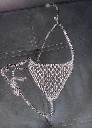 Трусики з камінців портупея кольчуга інтимний аксесуар прикраса для жінок труси стрази