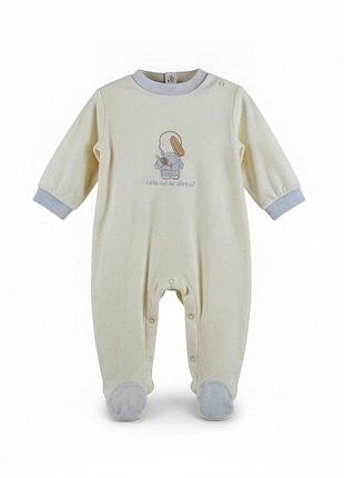 Велюровый человечек fashion baby 9–12 мес 100% хлопок, белый с зайчиком