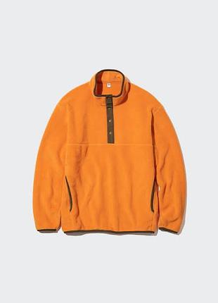 Кофта чоловіча флиска толстовка свитер свитшот реглан худи uniqlo флісова помаранчева