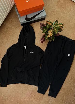Чорний спортивний костюм nike зіп-худі nike sportswear club fleece full-zip hoodie