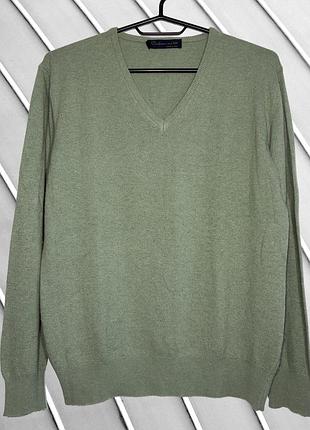 Жіночий фісташковий светр cashmere & silk m s 36 38 40 кашемір шовк м'яка кофта з v-подібним вирізом cashmere & silk m