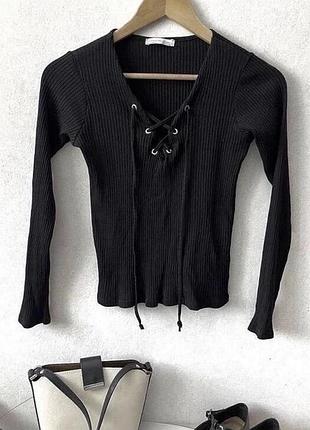 Котоновий лонгслів з зав’язками zara
