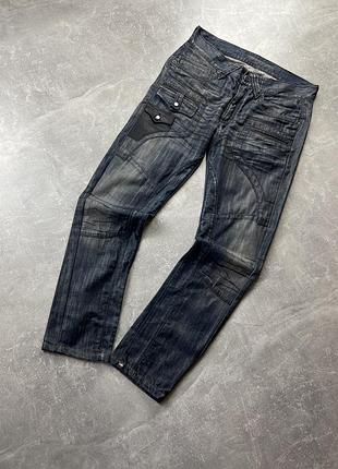 Байкерские авангардные джинсы faded avant garde multipocket