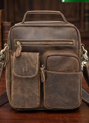 Сумка мужская crazy horse vintage 14692 коричневая