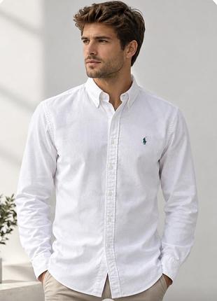 Us polo assn біла чоловіча сорочка, брендова сорочка, оксфордська сорочка