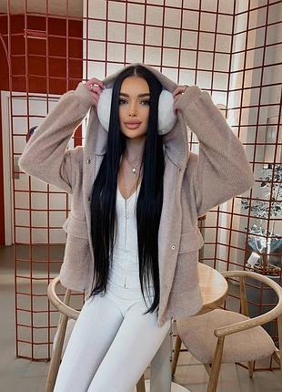Хутряна кофта з кишенями 🖤 8