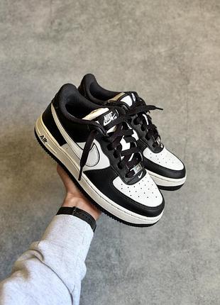 Nike air force 1 оригінал жіночі кросівки кеди шкіряні шкіра осінні на осінь підліткові на дівчинку хлопця найк аір форс чорно білі чорні фірмові37 38