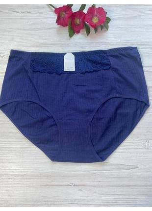 Трусики женские в рубчик декорированы кружевом батал 7xl арт.4434 🎀
