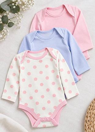 Боді з довгим рукавом f&f, 0-1міс., 56см (рожевий)