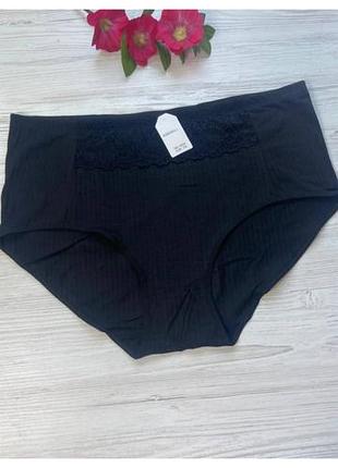 Трусики женские в рубчик декорированы кружевом батал 7xl арт.4434 🎀