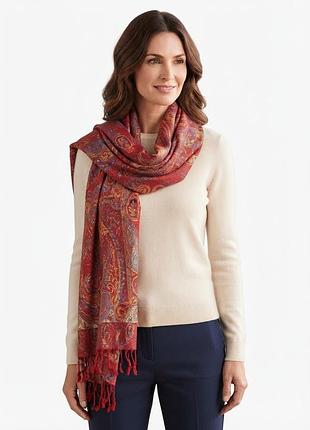 Роскошный кашемировый палантин / шарф pashmina с узором пейсты