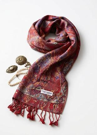 Роскошный кашемировый палантин / шарф pashmina с узором пейсты