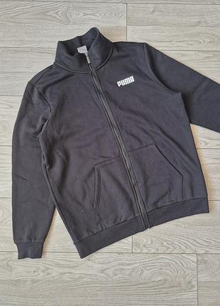 Чоловіча чорна спортивна олімпійка, кофта, зіпка puma essentials track jacket на флісі