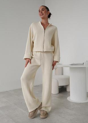 Костюм (кардиган zip в'язаний + палаццо в'язані (преміальна лінійка)
