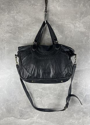 Liebeskind berlin кожаная черная авангардная сумка shoulder tote bag avant garde