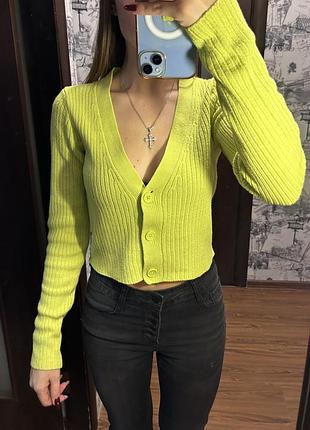Жіночий кардиган h&m укорочений зелений, розмір s