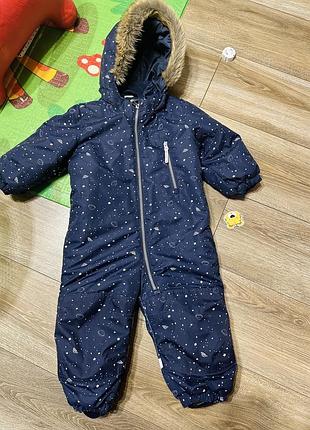 Зимовий комбінезон для хлопчиків h&m з принтом космосу, синій, розмір 86, на флісі