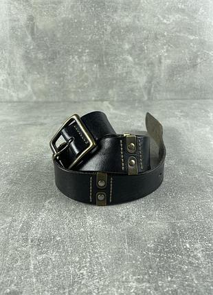Авантгардный кожаный итальянский ремень черный  avant garde studded belt workwear