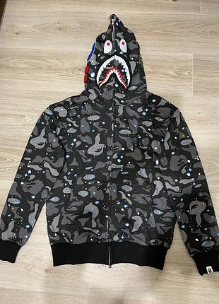 Худі зіп-худі bape shark camo reflective худи