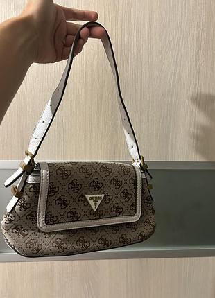 Сумка жіноча guess багет з монограмою