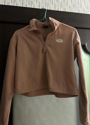 Толстовка жіноча the north face флісова укорочена бежева