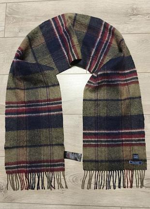 Шерстяний шарф joules (100% wool) у клітинку з бахромою