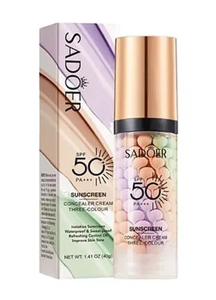 База для лица трехцветная spf 50, sadoer