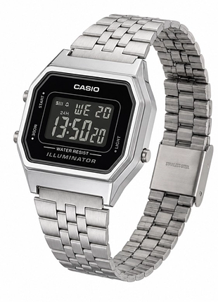 Наручний годинник casio la680wa-1b унісекс, електронний сріблястий браслет з підсвічуванням