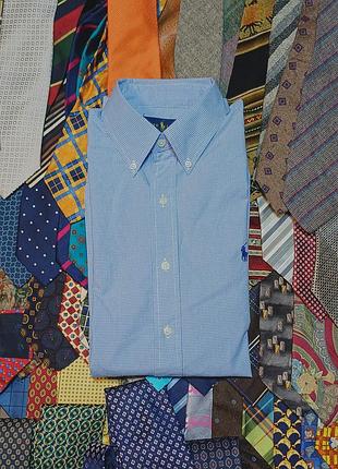 Комір 38 см    ralph lauren size s   жіноча блакитна картата  сорочка 
100% cotton slim fit