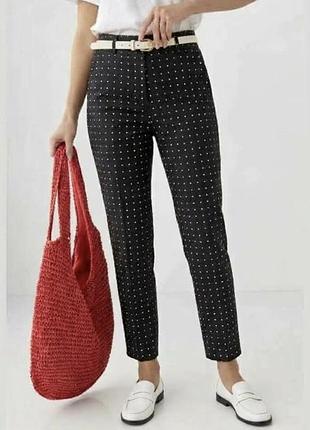 Брюки силукевицы zara из плотного хлопка в ромбы р.l-xl