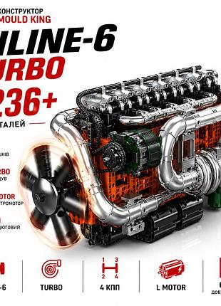 Конструктор двигун вантажівки mould king 10200 inline-6 turbo з електромотором 3236 деталей модель рядного 6-циліндрового двигуна