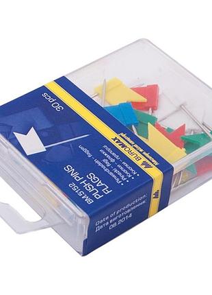 Кнопки buromax push pins flags, 30шт (bm.5152)