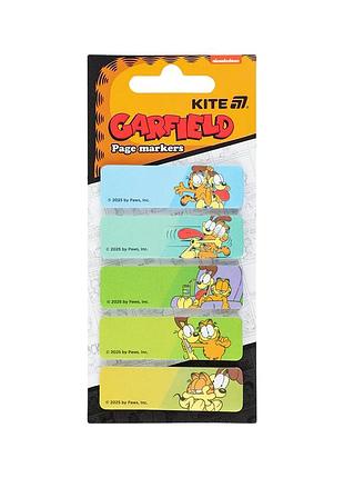 Стікер-закладка kite паперова з малюнком garfield, 100 шт, 5х15х50 мм, прямокутна (gf25-480)
