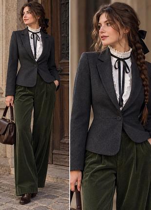 Елегантний вовняний графітовий жакет піджак на підкладці laura ashley essentials